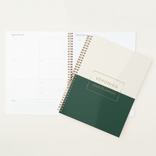 Moderne 2022 Green Monthly/Weekly Planner (Devant avec enveloppe)