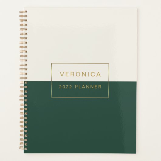 Moderne 2022 Green Monthly/Weekly Planner (Devant)