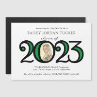 Moderne 2022 Photo Green Graduation Magnet