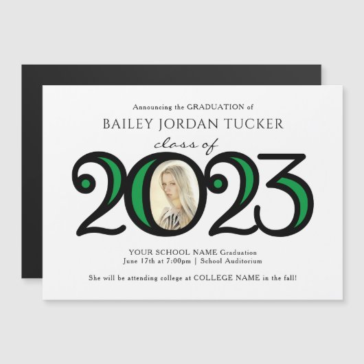 Moderne 2022 Photo Green Graduation Magnet (Devant / Derrière)