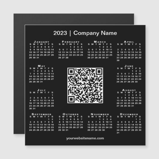 Moderne 2023 Calendrier Business QR Code Magnet no (Devant / Derrière)