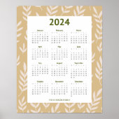 Moderne 2024 Neutrale Aardetoneel Blaadpatroon Age Poster (Voorkant)