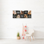 Moderne 2025 Afstuderen Zwart & Goud Foto Spandoek (Insitu)