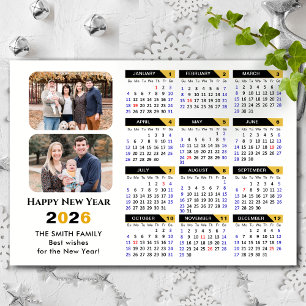 Moderne 2025 Kalender 2 Foto Zwart Goud Magnetisch