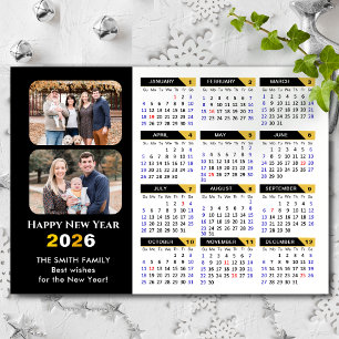 Moderne 2025 Kalender 2 Foto Zwart Goud Magnetisch