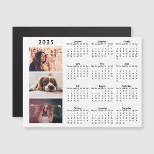 Moderne 2025 Kalender 3 Foto Collage Magneet Kaart