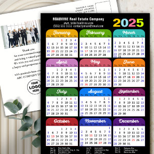 Moderne 2025 Kalender Bedrijfsfoto Logo Kleurrijk Feestdagenkaart
