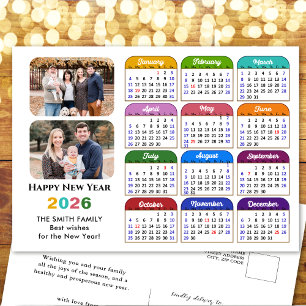 Moderne 2025 Kalender Eenvoudig Familie Foto Kleur Feestdagenkaart