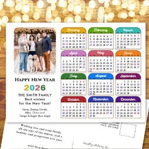 Moderne 2025 Kalender Eenvoudige Familiefoto Kleur Feestdagenkaart