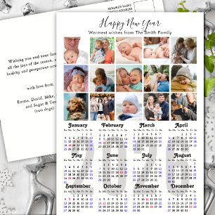 Moderne 2025 Kalender Familie Foto Collage Minimal Feestdagenkaart