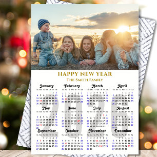 Moderne 2025 Kalender Foto Gold Script Minimalist Feestdagenkaart