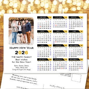 Moderne 2025 Kalender Foto Zwart Goud Minimalist Feestdagenkaart