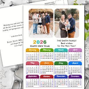 Moderne 2025 Kleurrijke Kalender Foto Minimalist Feestdagenkaart