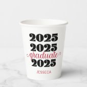 Moderne 2025 Red Black Afstuderen Papieren beker (Achterkant)