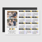 Moderne 2026 Kalender 2 Foto Zwart Goud Magnetisch (Voorkant / Achterkant)