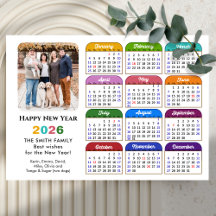 Moderne 2026 Kleurrijke Kalender Chic Foto Magneti