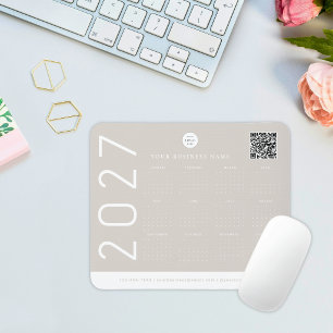 Moderne 2027 Agenda Neutraal Beige Zakelijk Logo Muismat