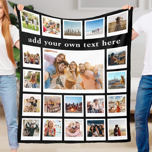 Moderne 20 Afbeelding gepersonaliseerde fotocollag Fleece Deken