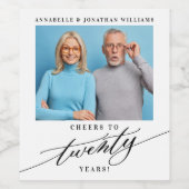 Moderne 20ste Jubileum voor bruiloft Foto Wijn Etiket (Enkel label)