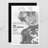 Moderne 21e anniversaire GARÇON Invitation de la f (Devant / Derrière)