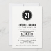 MODERNE 21e anniversaire INVITATION simple tache n (Devant)