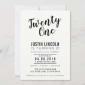 MODERNE 21E anniversaire INVITATION sobre noir (Devant)