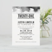 MODERNE 21E anniversaire INVITATION type noir (Debout devant)
