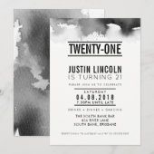 MODERNE 21E anniversaire INVITATION type noir (Devant / Derrière)