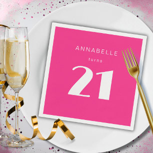 Moderne 21e Eenentwintigste Roze Verjaardagsfeestj Servet