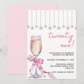 Moderne 21e verjaardag uitnodiging voor haar, wijn (Voorkant / Achterkant)