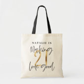 Moderne 21e verjaardag zwart-wit op maat tote bag (Voorkant)