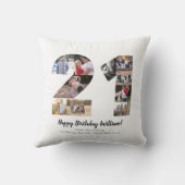 Moderne 21ste nummer foto collage aangepaste begro kussen (Achterkant)
