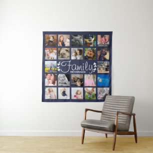 Moderne 22-serie Foto Collage & White Laurel Navy Wandkleed
