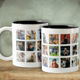 Moderne 24 Insta Foto Collage Aandenken Tweekleurige Koffiemok