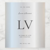 Moderne 25e bruiloft 25-jarig Jubileum Zilver Wijn Etiket (Enkel label)