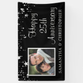 Moderne 25e Jubileum Foto: Black Silver Stars Spandoek (Verticaal)