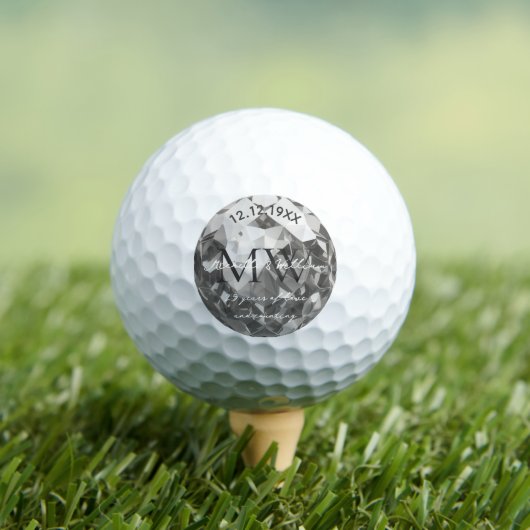 Moderne 25e Monogram Zilveren Bruiloft Jubileum Golfballen (Insitu Shirt)