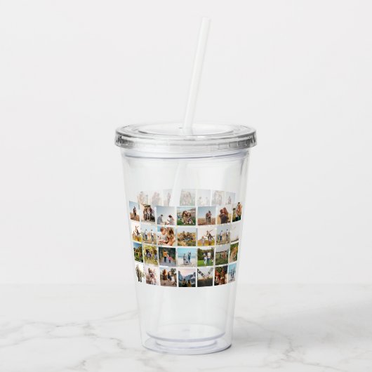Moderne 28 fotocollage acryl drinkbeker (Achterkant)