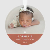 Moderne 2 foto Baby's Eerste Kerst Acryl Ornament (achterkant)