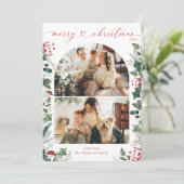 Moderne 2 foto boog vrolijke kerst Kaart (Staand voorkant)