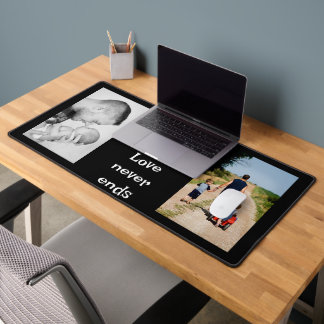 Moderne 2 foto collage gepersonaliseerde monogram bureaumat