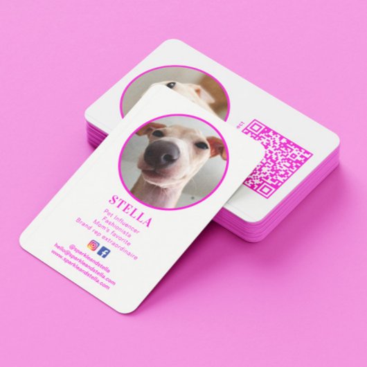 Moderne 2 foto Hond Pet Social Media QR Code Visitekaartje