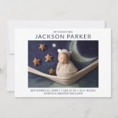 Moderne 2 foto jongen geboorte aankondiging (Voorkant)