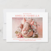 Moderne 2 foto meisje geboorte aankondiging (Voorkant)