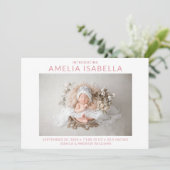 Moderne 2 foto meisje geboorte aankondiging (Staand voorkant)