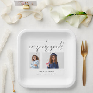 Moderne 2 Foto Script Congrats Afstudeerfeest Papieren Bordje