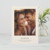 Moderne 2 foto script kalligrafie bruiloft save the date (Staand voorkant)