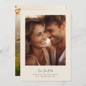 Moderne 2 foto script kalligrafie bruiloft save the date (Voorkant / Achterkant)