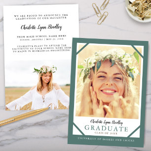 Moderne 2 Foto Turquoise Blauwe Afstudeer Uitnodig Kaart