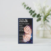 Moderne 2 foto typografie Nail Artiest Visitekaartje (Staand voorkant)